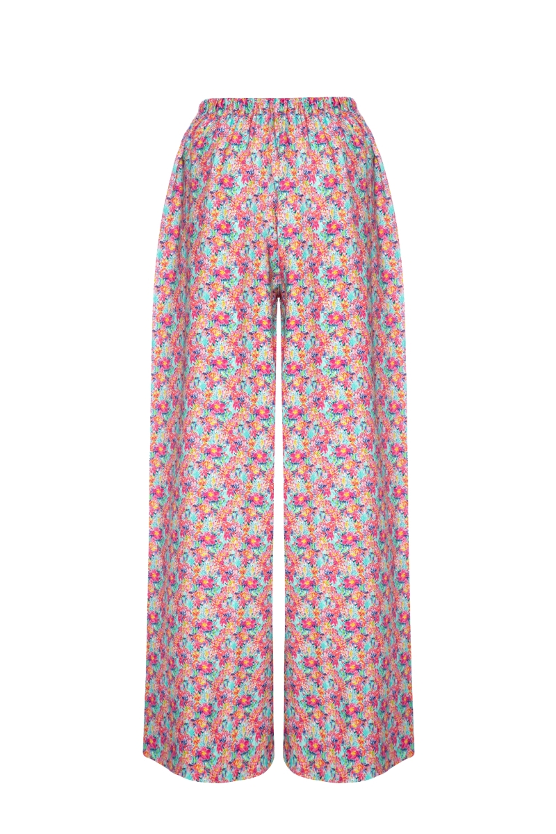 Çiçekli Biggie Keten Pantolon